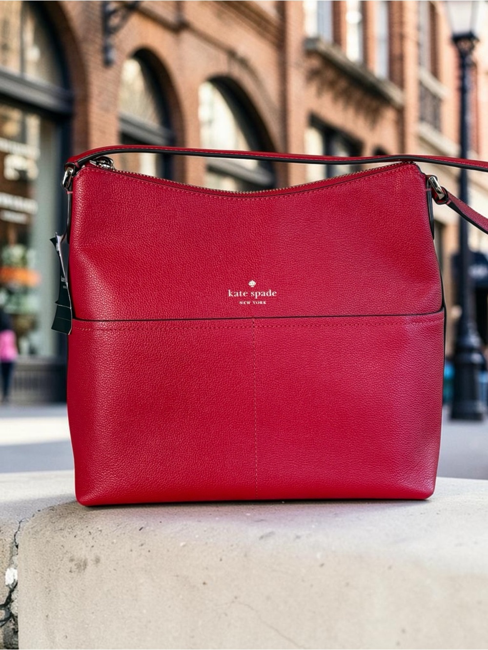 kate spade Red Pebbled Leather Shoulder Bag